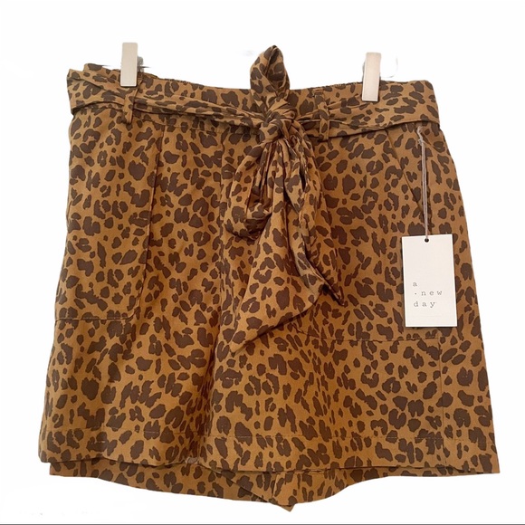 A New Day Print High-Rise Tie Waist Shorts NWT - Picture 2 of 5